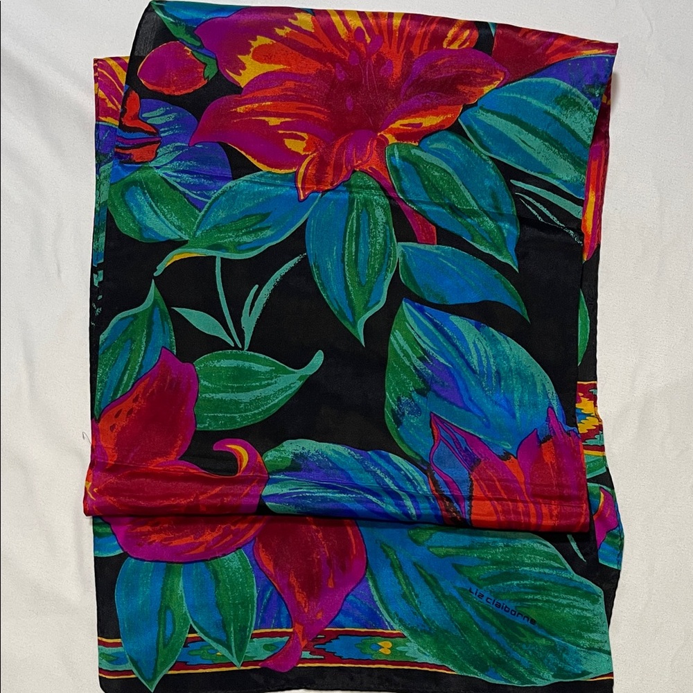 Vintage Liz Claiborne Multicolor Floral Scarf